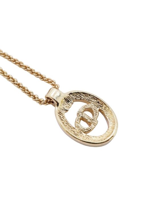 Christian Dior CD Logo Gold Plated Rhinestone Faux Pearl  Dior Necklace CD Logo Gold Plated Rhinestone